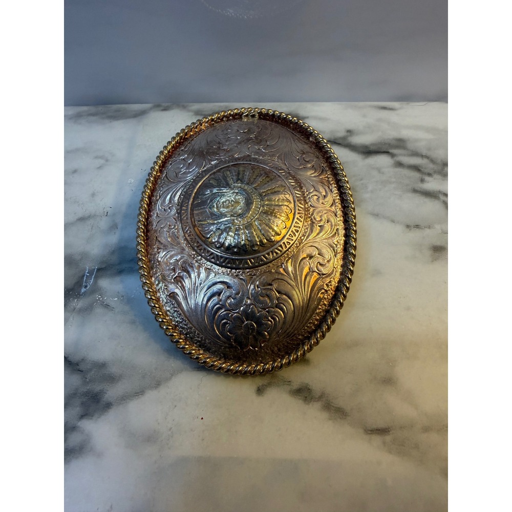 Vintage Montana Silversmiths Silver Plated Native American Chief Belt Buckle - Picture 2 of 5